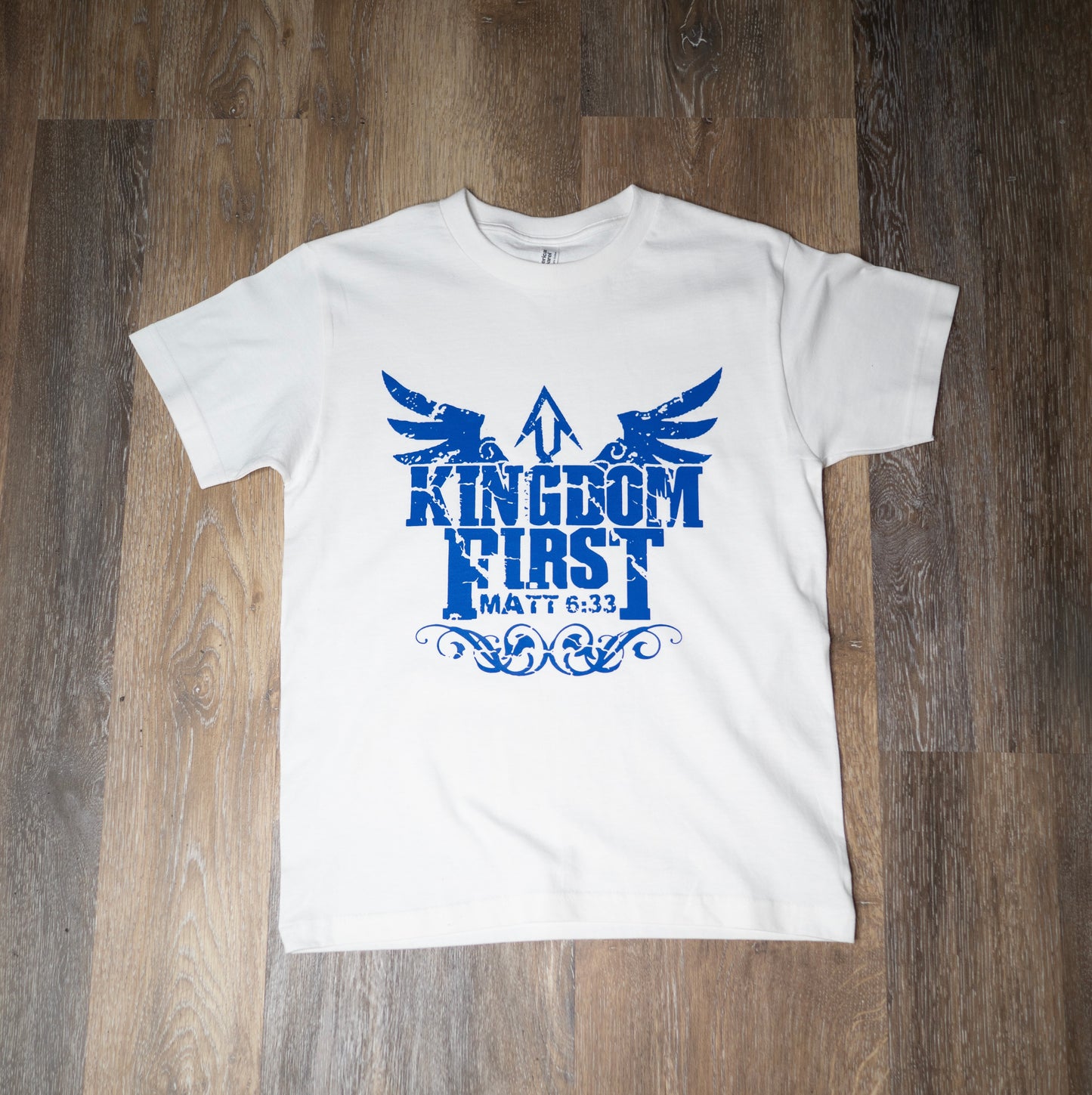 Kingdom 1st T-shirt (White with Blue Print)