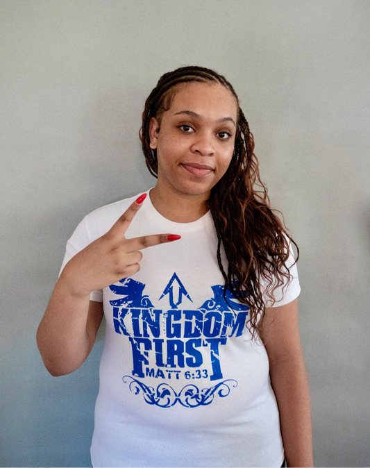 Kingdom 1st T-shirt (White with Blue Print)