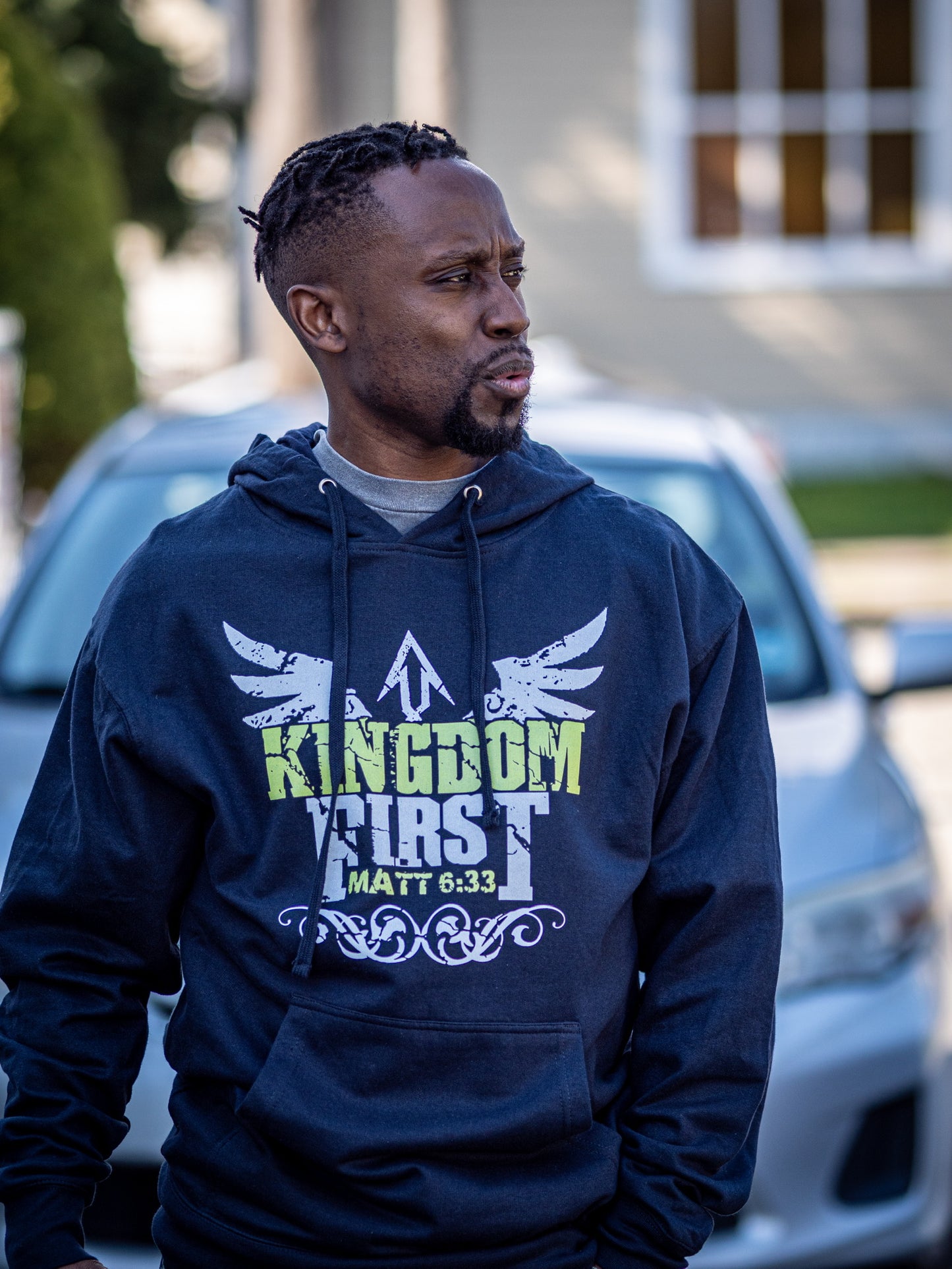 Kingdom 1st Navy Hoodie (Seahawks Print - white gray & lime)