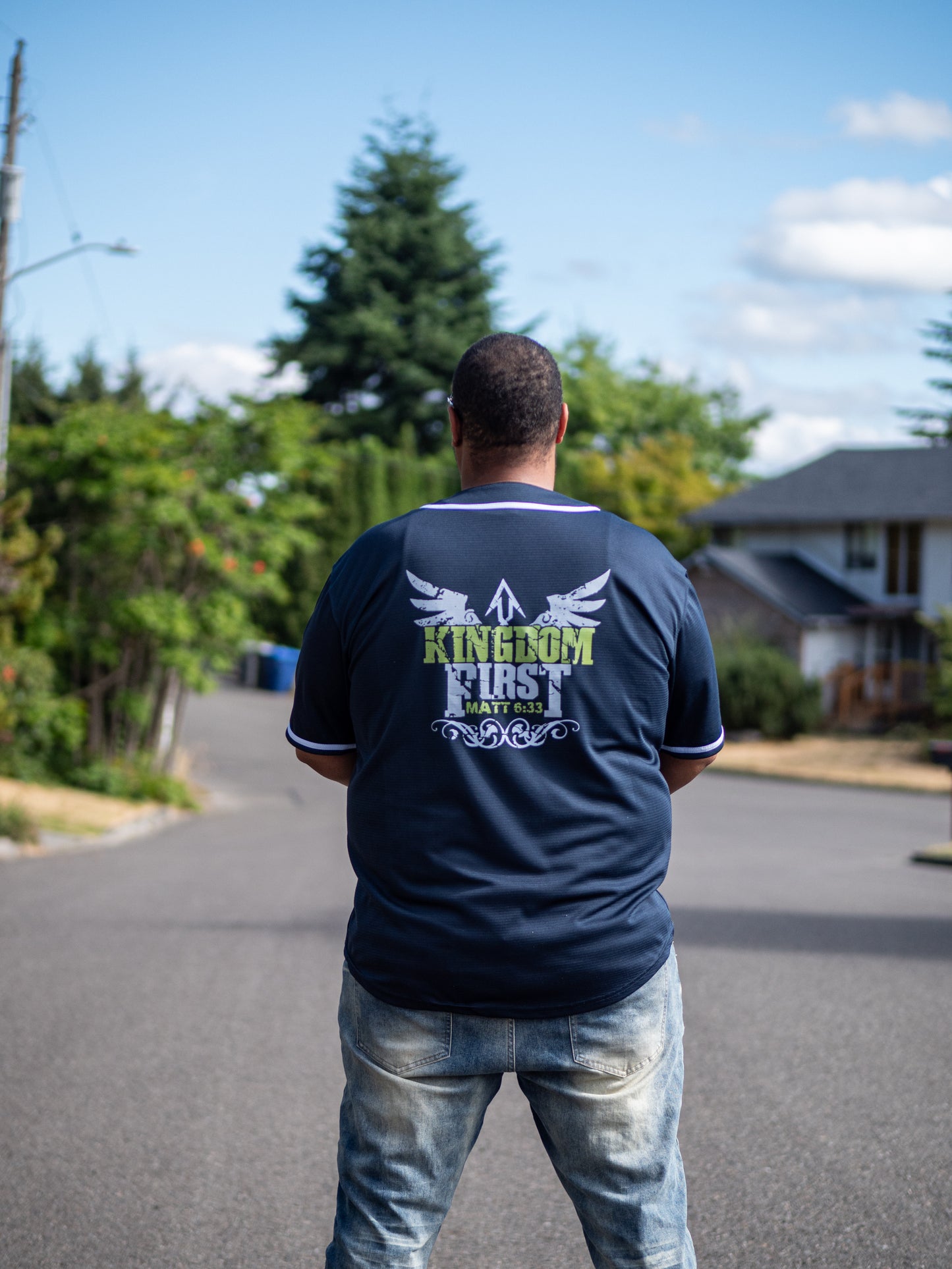 Kingdom 1st Baseball Jersey (Navy with Seahawks themed Print)