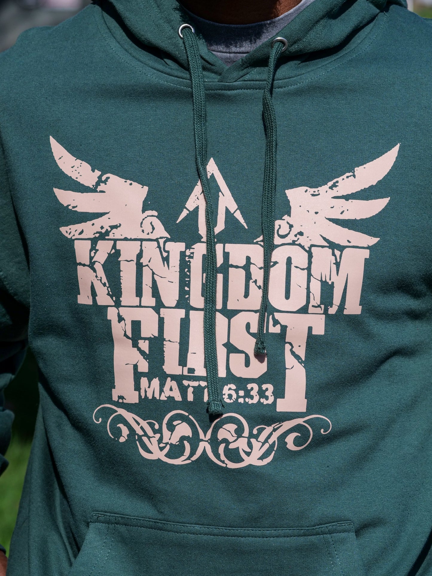 Kingdom 1st Alpine Green Hoodie (Tan Print)