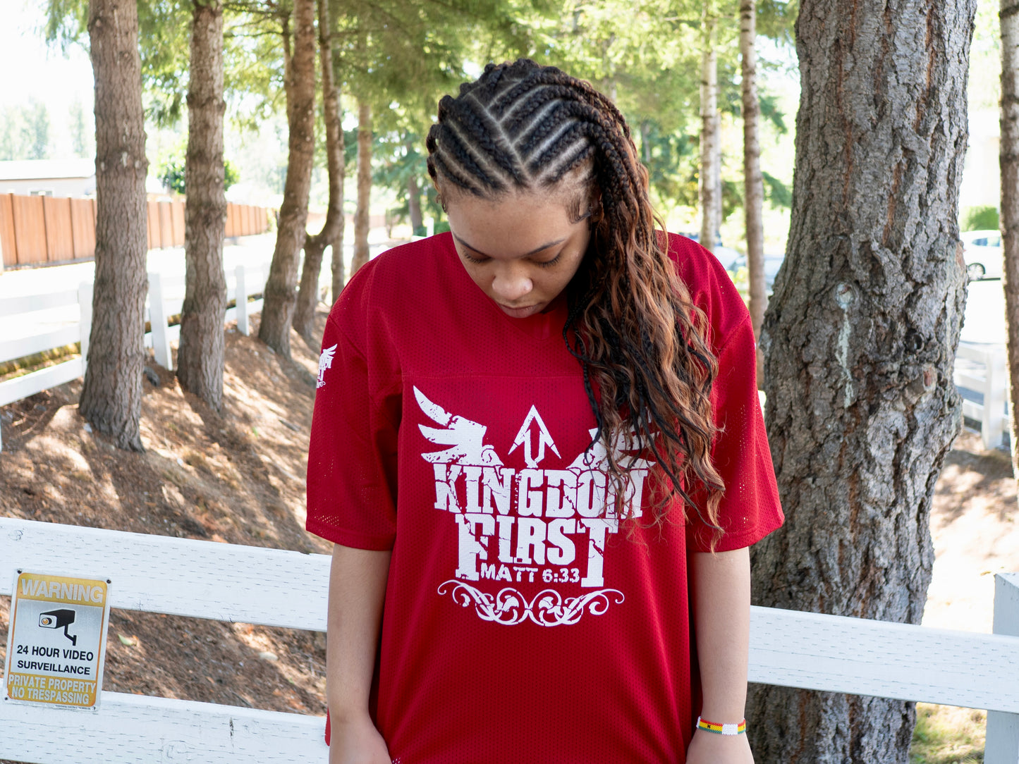 Kingdom 1st Football Jersey (Red with White Print)