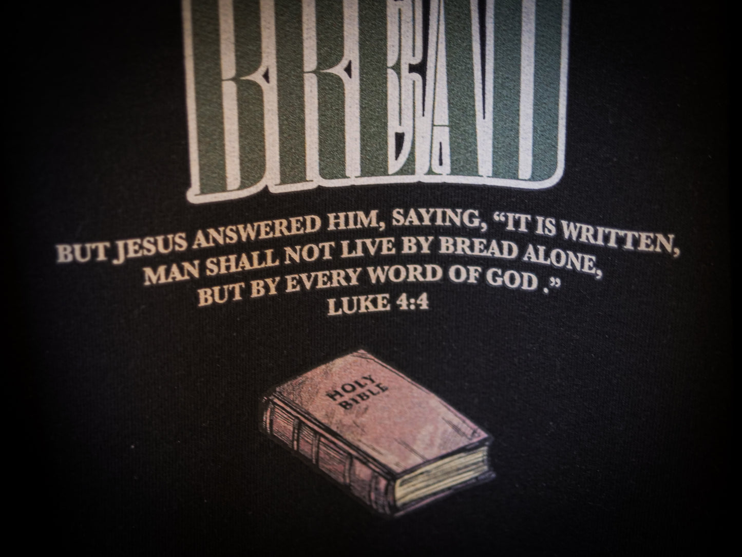 More Than Bread Luke 4:4 Black Crewneck