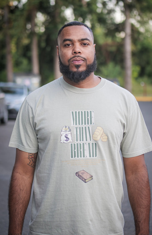 More Than Bread Heavyweight T-Shirt (Sandstone with Multi Color Print)