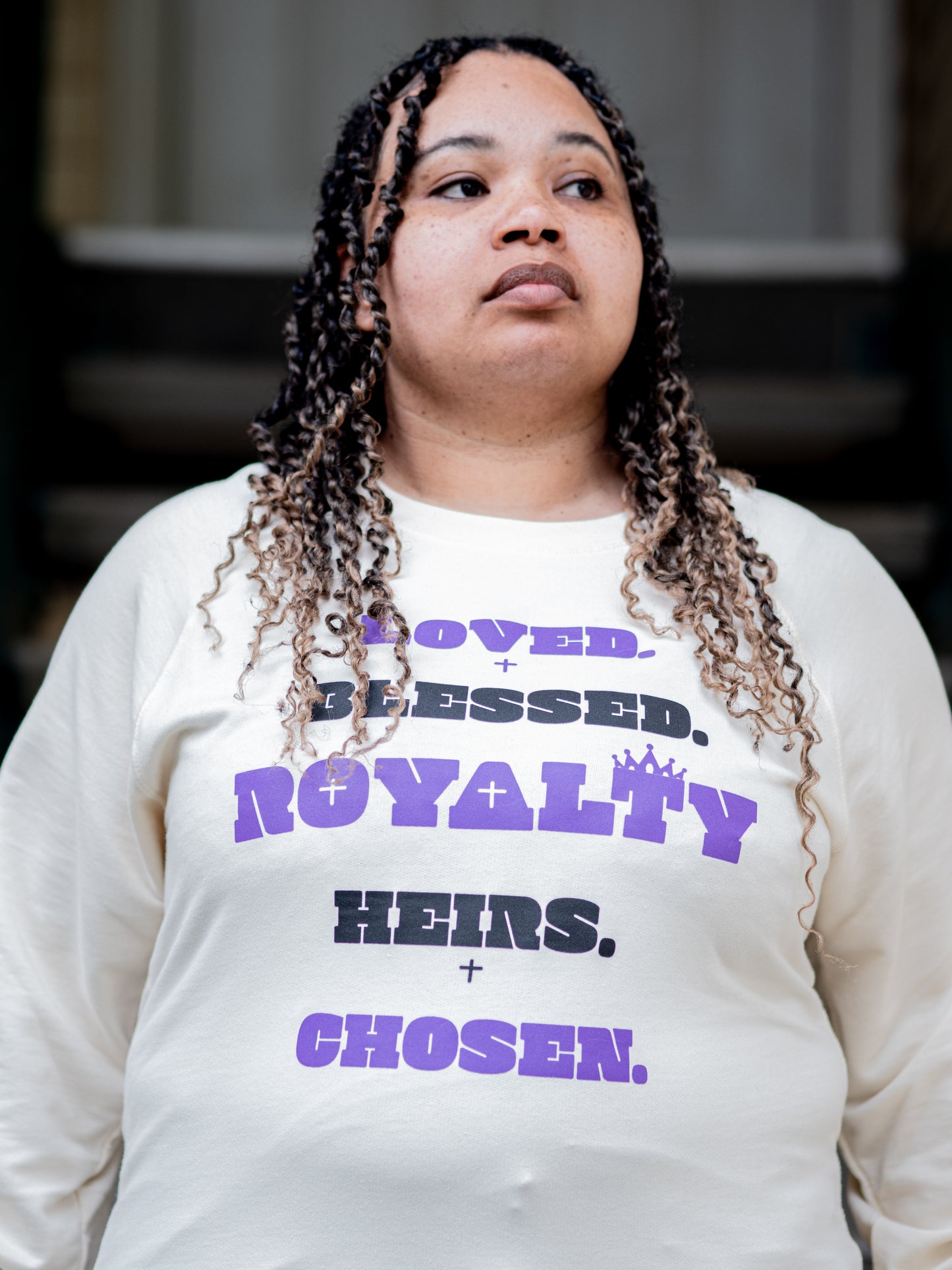 Royalty Bone Crewneck Sweatshirt (Black & Purple Print)