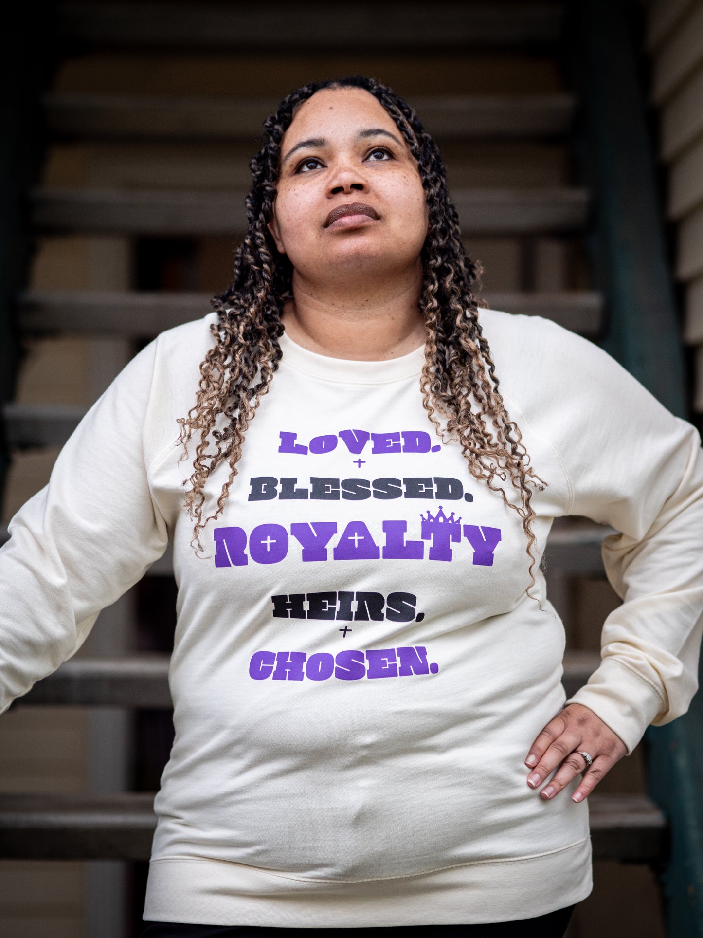 Royalty Bone Crewneck Sweatshirt (Black & Purple Print)