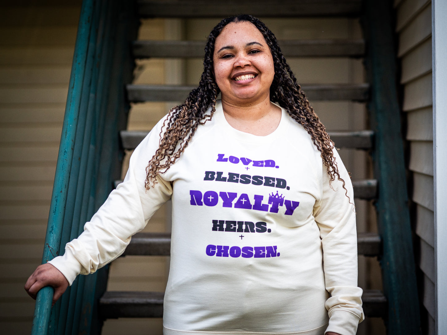 Royalty Bone Crewneck Sweatshirt (Black & Purple Print)