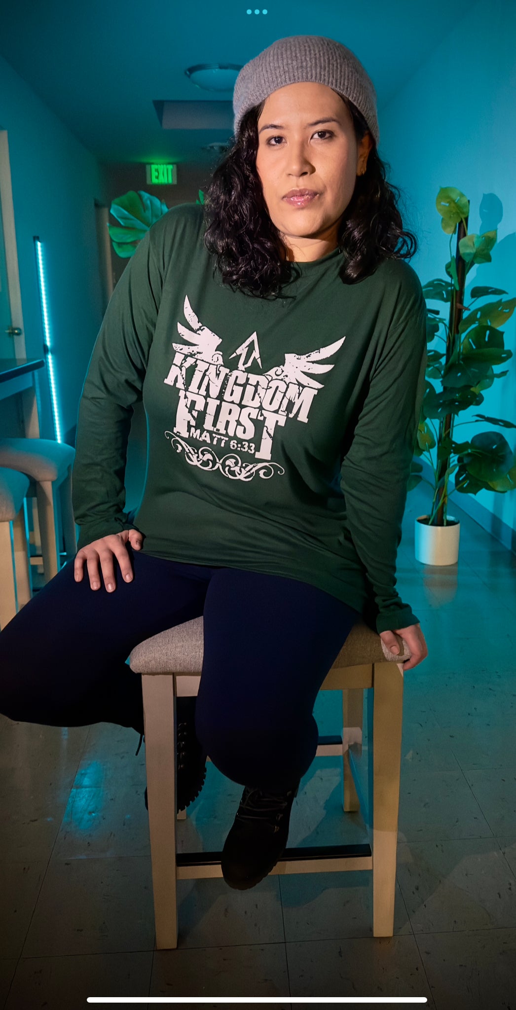 Kingdom 1st Long Sleeve (Forest Green with White Print)