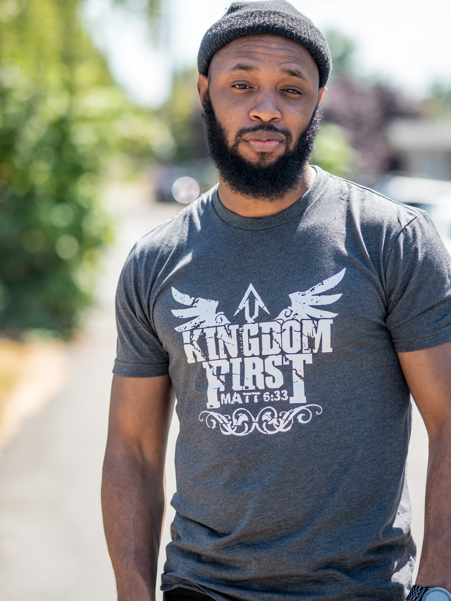 Kingdom 1st T-Shirt (Charcoal Gray with White Print)