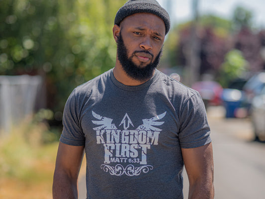 Kingdom 1st T-Shirt (Charcoal Gray with White Print)